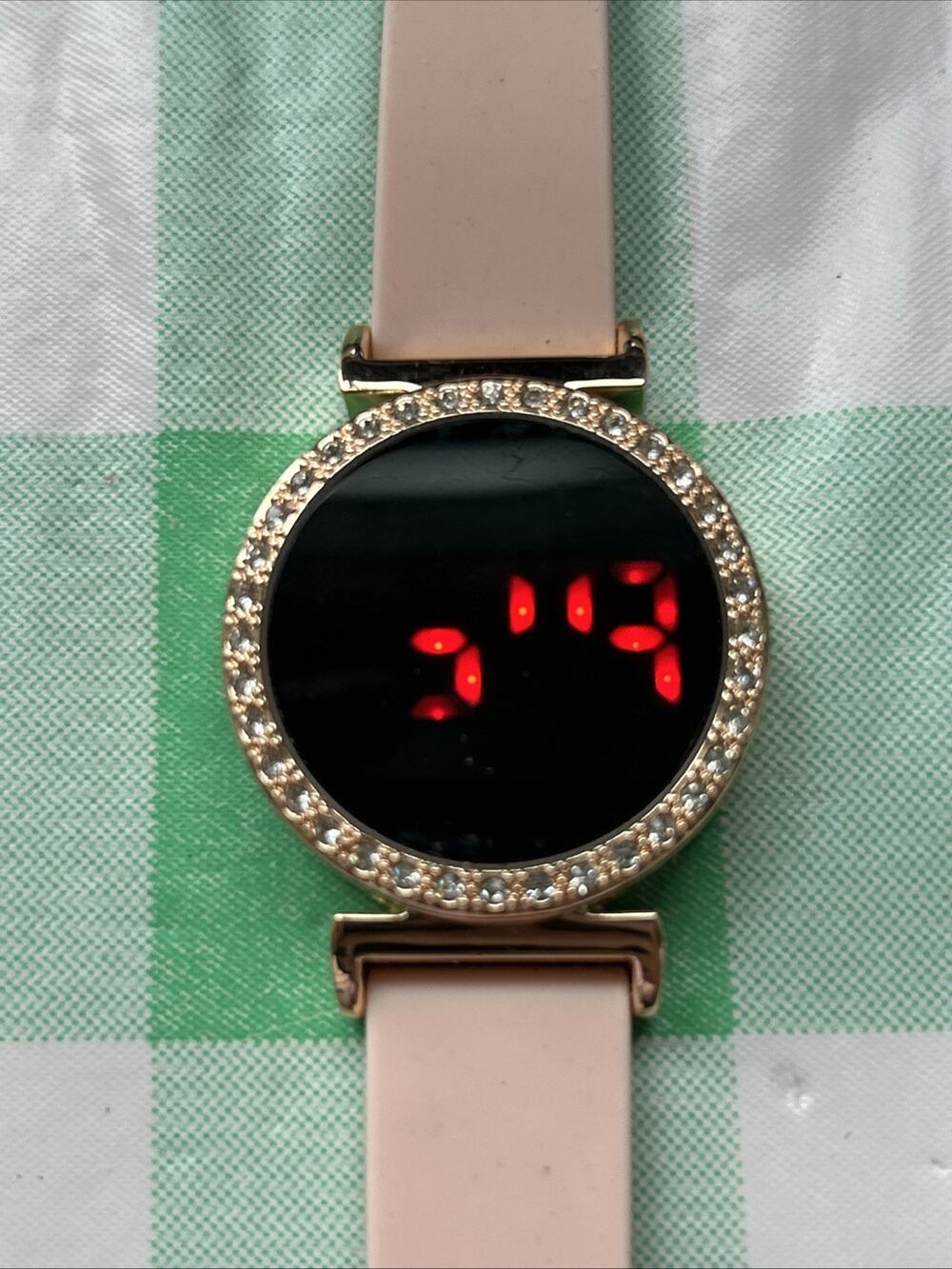 Accutime Rose Gold Tone Pink Band Women’s Digital Watch